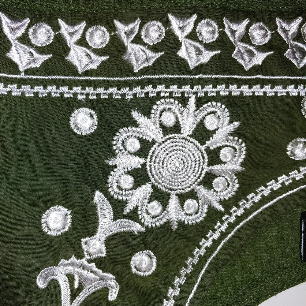 New Directions Olive Tunic with White Embroidery - Picture 7 of 7